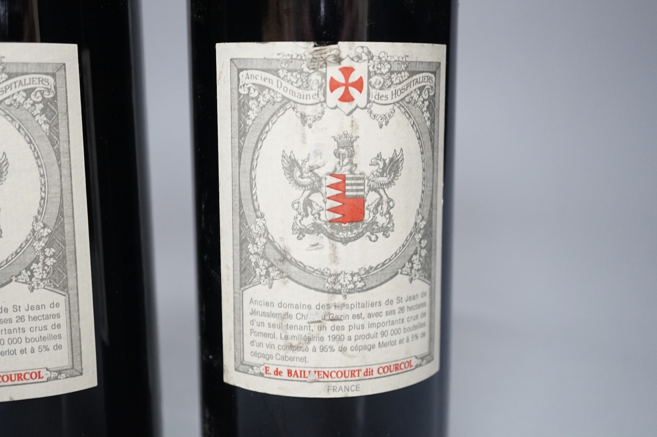 Two bottles of Chateau Cazin Pomerol 1990